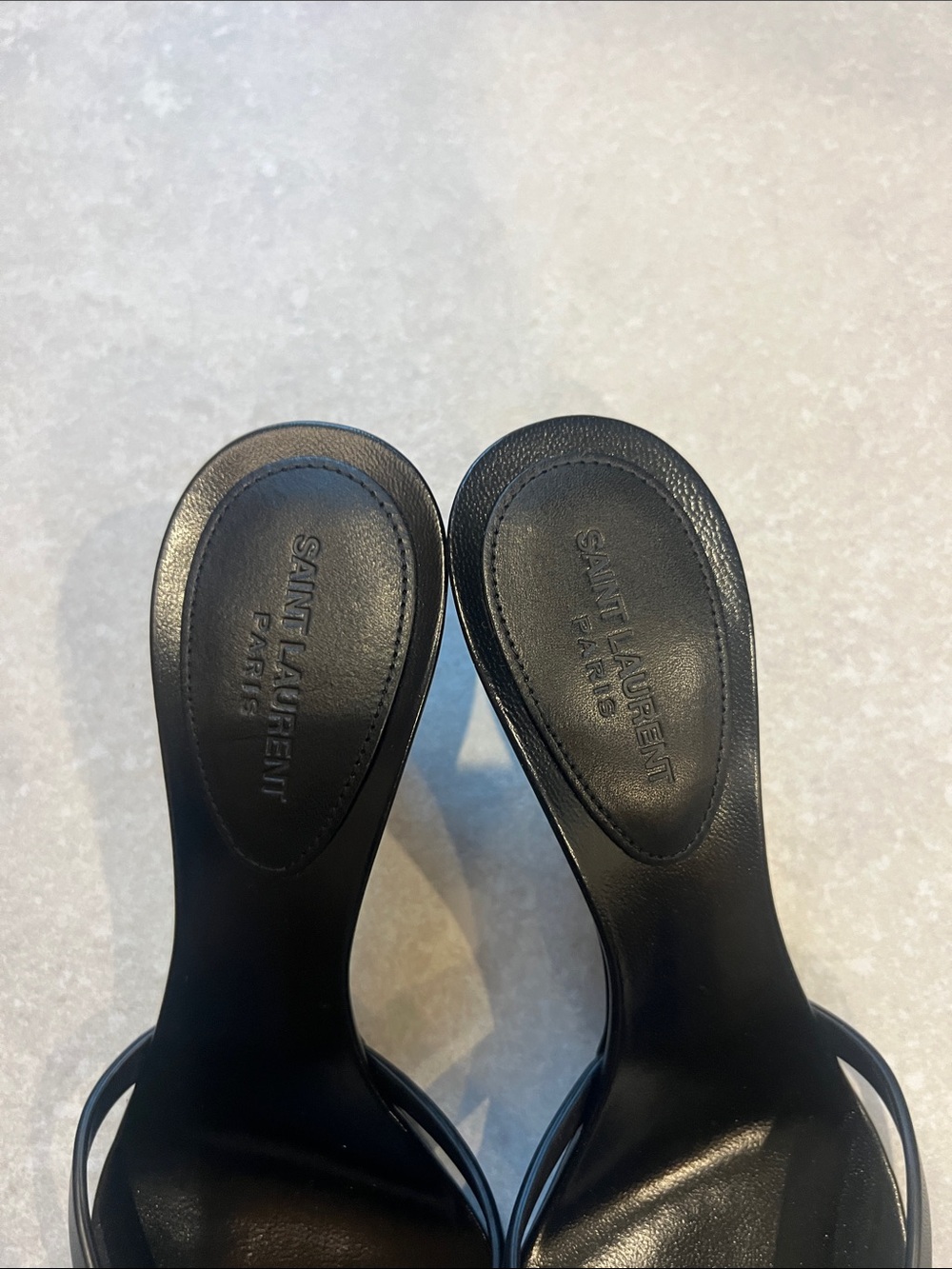 Saint Laurent Black Pointed Toe Strappy Mule Heels - Picture 4 of 6